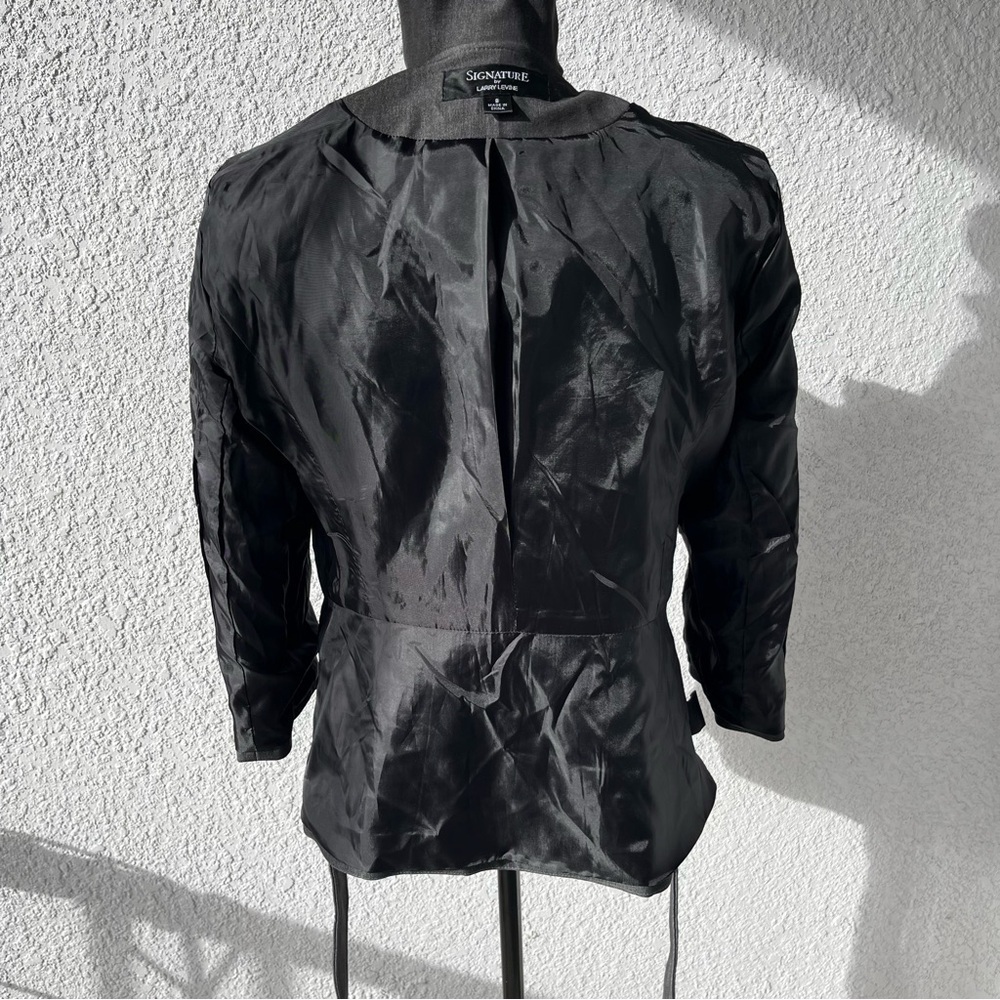 Grey Ruffle Blazer Jacket SZ 8 - Picture 9 of 10